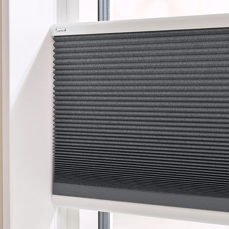 Plisségordijn top-down bottom-up honingraat warmgrijs