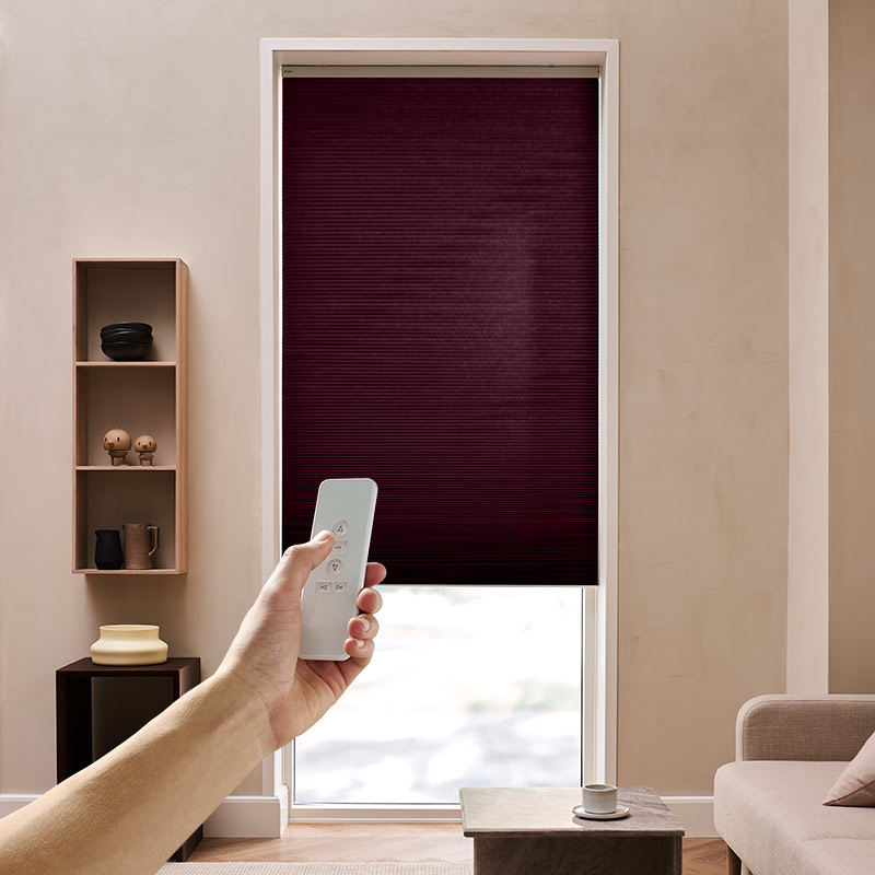 Plisségordijn motor Aubergine