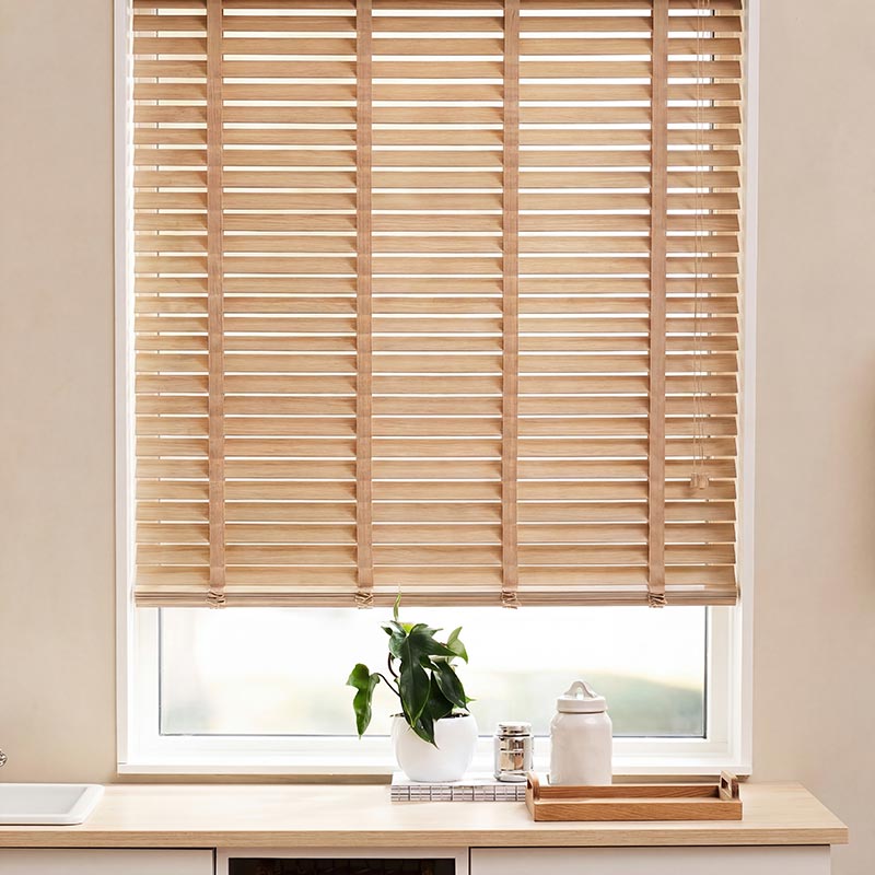Houten jaloezieën 50mm Natuur bamboe