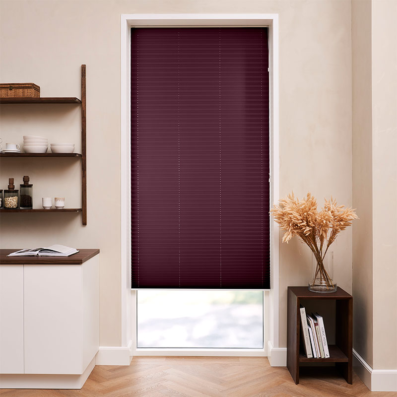 Plisségordijn koord Aubergine