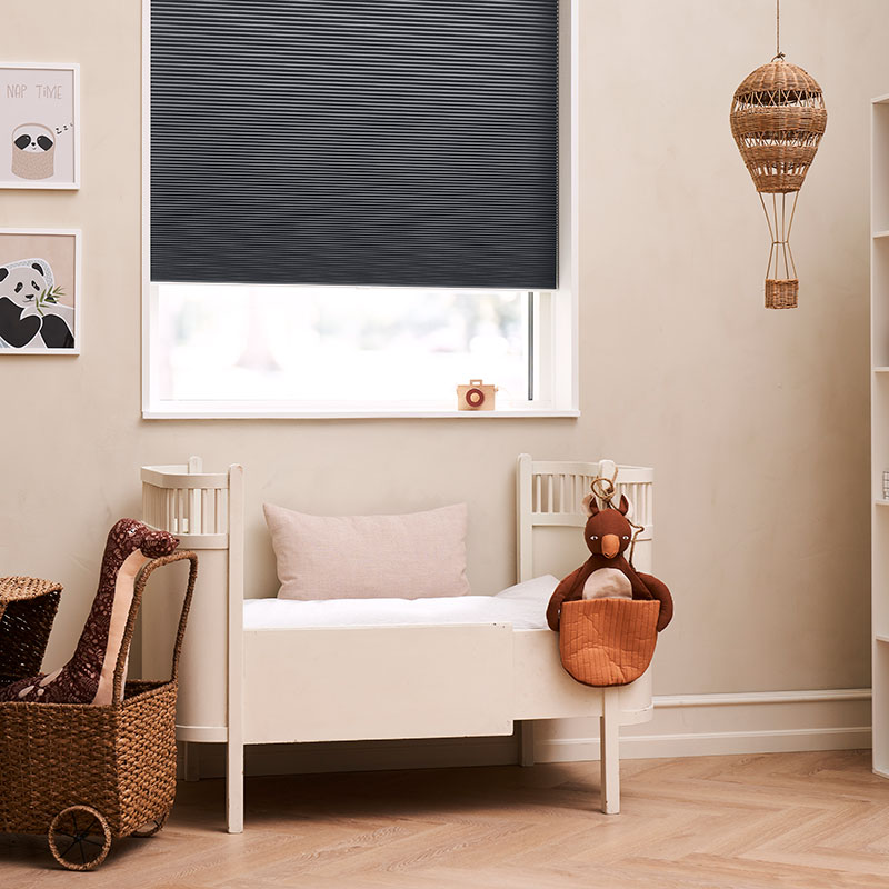 Plisségordijn easylift greep honingraat warmgrijs