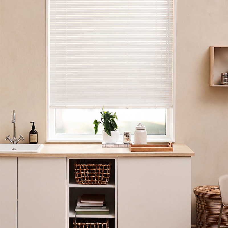Houten jaloezieën 25mm Off white