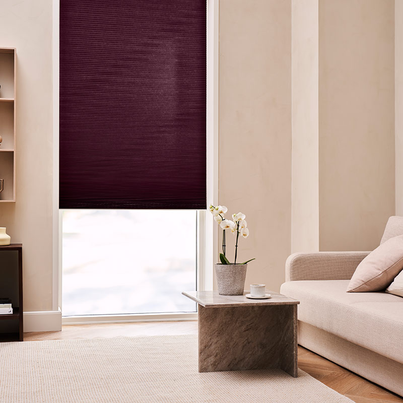Plisségordijn motor Aubergine