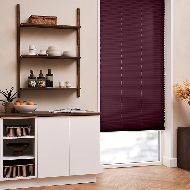 Plisségordijn koord Aubergine