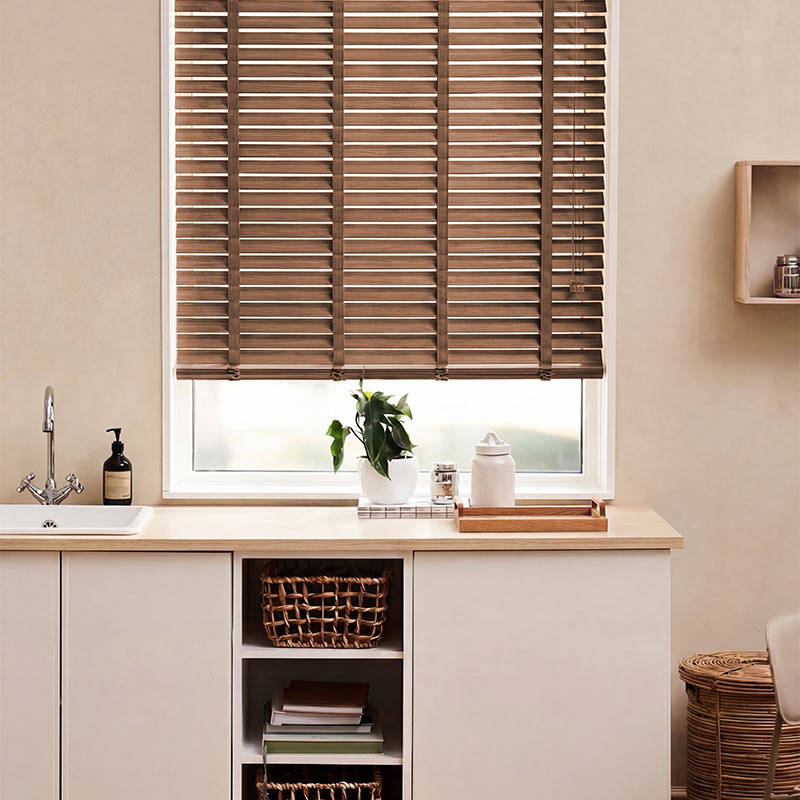Houten jaloezieën 50mm Bruin bamboe